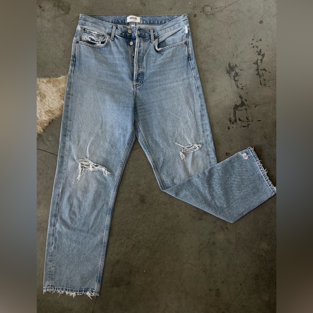 AGOLDE 90’s mid rise straight jean - slightly ripped size 28